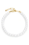 Monica Vinader Womens Nomade 18ct Yellow Gold Vermeil And Pearl Bracelet In Metallic