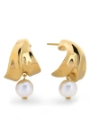 Monica Vinader Womens Nomade Small 18ct Yellow Gold Vermeil And Pearl Hoop Earrings In Gold