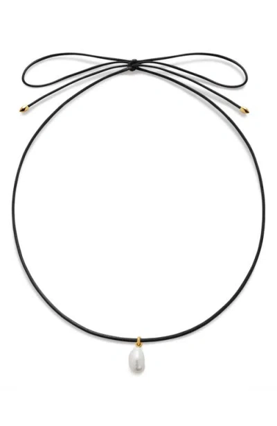 Monica Vinader Nura Baroque Pearl Necklace In Black