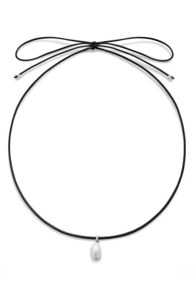 Monica Vinader Nura Baroque Pearl Necklace In Silver