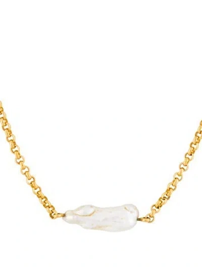 Pre-owned Monica Vinader Nura Biwa Pearl Necklace, 18" In Multi