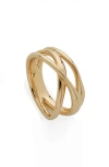 Monica Vinader Nura Crossover Ring In Yellow Gold