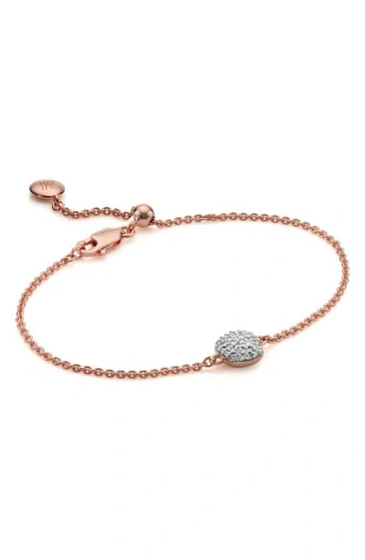 Monica Vinader Rose Gold Nura Mini Nugget Diamond Bracelet Diamond