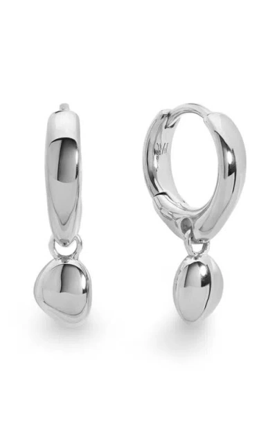 Monica Vinader Nura Drop Huggie Hoop Earrings In Silver