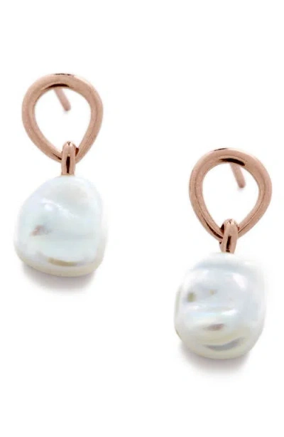 Monica Vinader Nura Freshwater Pearl Drop Frontal Hoop Earrings In Gold