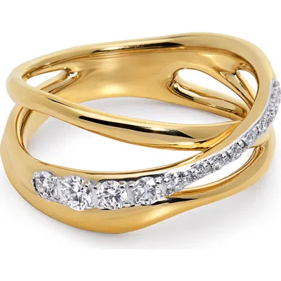 Monica Vinader Nura Lab-created Diamond Crossover Ring In Gold