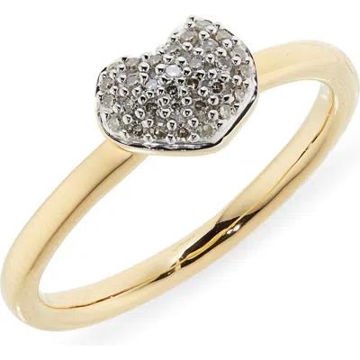Monica Vinader Nura Pavé Diamond Mini Heart Ring In Gold