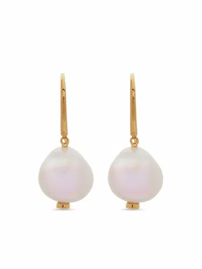 Monica Vinader Nura Pearl Drop Earrings In Gold