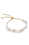 Monica Vinader Nura Reef Irregular Freshwater Pearl Friendship Bracelet In 18ct Gold Vermeil/pearl