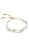 Monica Vinader Gold Nura Irregular Pearl Friendship Bracelet Pearl In 18ct Gold Vermeil / Pearl