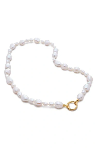 Monica Vinader Nura Reef Irregular Freshwater Pearl Necklace In 18ct Gold Vermeil / Pearl