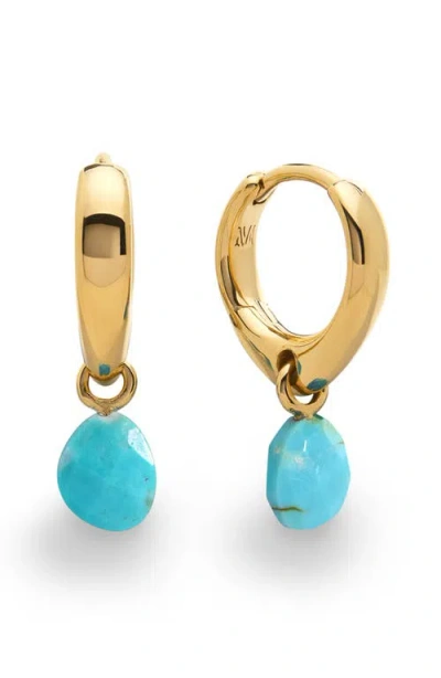 Monica Vinader Nura Stone Huggie Hoop Earrings In Gold