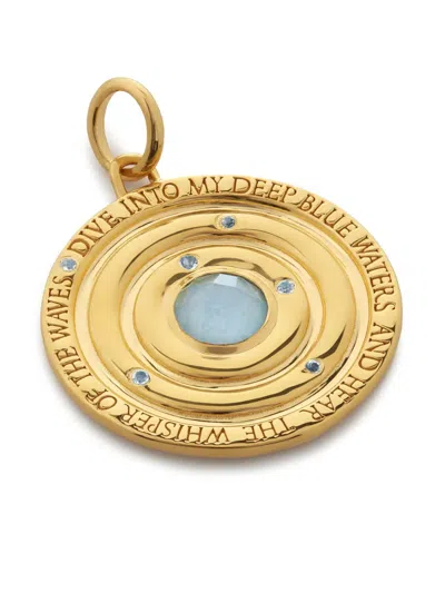 Monica Vinader Gold Ocean Gemstone Pendant Aquamarine In 18k Gold Vermeil