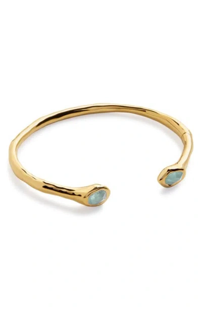 Monica Vinader Odyssey Aquamarine Cuff Bracelet In Gold