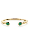 Monica Vinader Gold Odyssey Gemstone Open Cuff Green Onyx In Multi