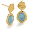 Monica Vinader Gold Odyssey Gemstone Small Drop Earrings Aquamarine In 18ct Gold Vermeil