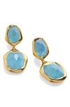 Monica Vinader Odyssey Aquamarine Drop Earrings In 18ct Gold Vermeil / Aquamarine