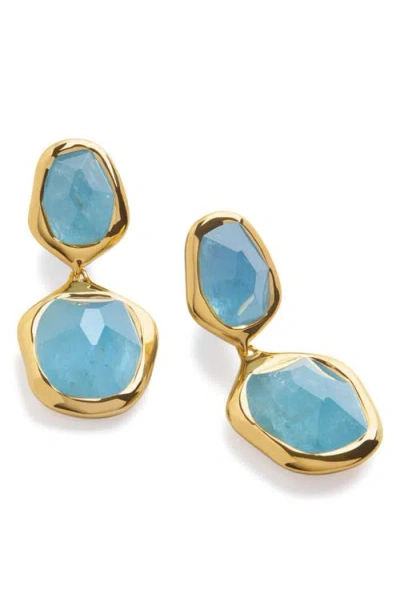Monica Vinader Odyssey Aquamarine Drop Earrings In 18ct Gold Vermeil / Aquamarine