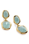 Monica Vinader Gold Odyssey Gemstone Cocktail Earrings Aquamarine In 18ct Gold Vermeil/aquamarine