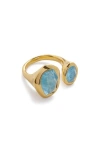 Monica Vinader Odyssey Aquamarine Open Ring In 18ct Gold Vermeil / Aquamarine