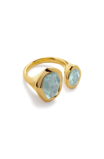 Monica Vinader Odyssey Aquamarine Open Ring In Multi