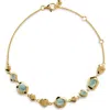 Monica Vinader Gold Odyssey Gemstone Pebbled Chain Bracelet Aquamarine In Gold