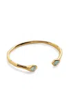 Monica Vinader Gold Odyssey Gemstone Open Cuff Aquamarine In Gold