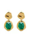 Monica Vinader Gold Odyssey Gemstone Small Drop Earrings Green Onyx In Gold