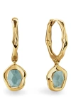 Monica Vinader Gold Odyssey Gemstone Huggie Earrings Aquamarine In Multi