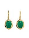 Monica Vinader Gold Odyssey Gemstone Wire Earrings Green Onyx In Gold