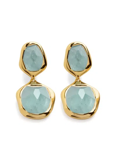 Monica Vinader Odyssey Earrings In 18ct Gold Vermeil/aquamarine