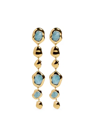 Monica Vinader Odyssey Gemstone Pebbled Drop Earrings In Gold