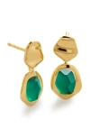 Monica Vinader Gold Odyssey Gemstone Small Drop Earrings Green Onyx In Gold