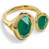 Monica Vinader Gold Odyssey Gemstone Open Ring Green Onyx In Gold