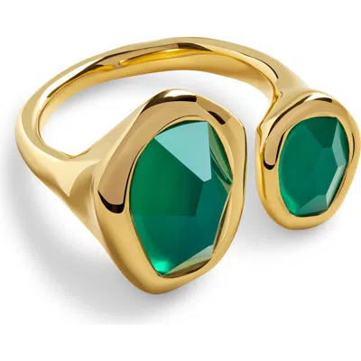 Monica Vinader Odyssey Green Onyx Open Ring In Multi