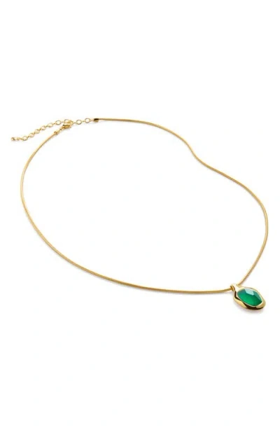 Monica Vinader Odyssey Green Onyx Pendant Necklace In Gold