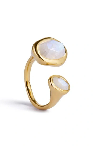 Monica Vinader Womens Odyssey 18ct Yellow Gold-plated Vermeil Sterling-silver Moonstone Ring