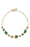 Monica Vinader Gold Odyssey Gemstone Pebbled Chain Bracelet Green Onyx In Gold
