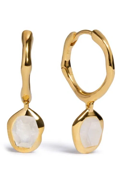 Monica Vinader Womens Gold Odyssey Gemstone 18ct Yellow Vermeil And Moonstone Huggie Earrings