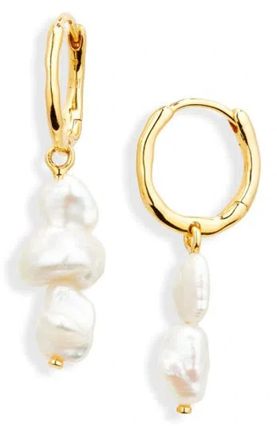 Monica Vinader One Of A Kind Keshi Pearl Drop Earrings In Gold