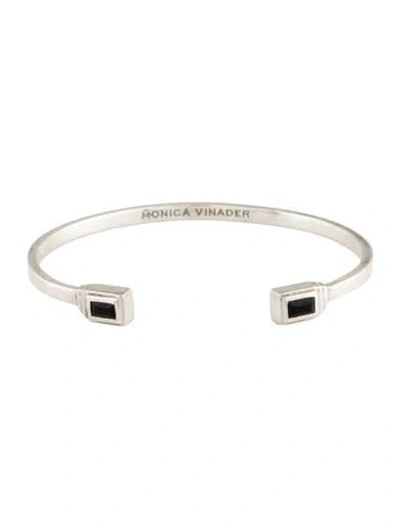 Pre-owned Monica Vinader Onyx Baja Deco Thin Cuff, 6.5" In Multi