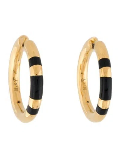 Pre-owned Monica Vinader Onyx Kate Young Medium Hoop Earrings In Multi