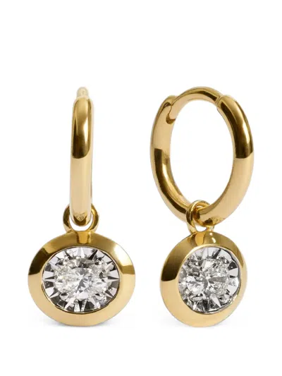 Monica Vinader Oval Diamond Huggie Earrings In Yellow