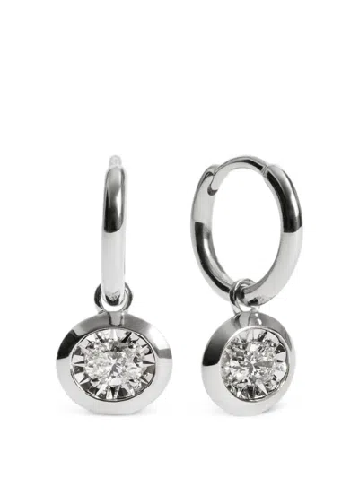 Monica Vinader Oval-diamond Huggie Earrings In Silver