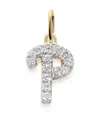 Monica Vinader Gold Diamond Initial P Pendant Lab Grown Diamond In Silver