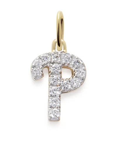 Monica Vinader Gold Diamond Initial P Pendant Lab Grown Diamond In 14k Solid Gold