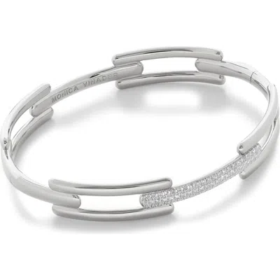 Monica Vinader Link Bangle In 14kt Solid Gold/diamond