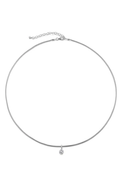Monica Vinader Pear Diamond Snake Chain Necklace In Silver