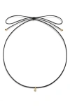 Monica Vinader Pear Lab Grown Diamond Pendant Cord Necklace In Black