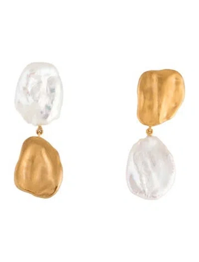 Pre-owned Monica Vinader Pearl Amy Powney Large Drop Earrings In Multicolor
